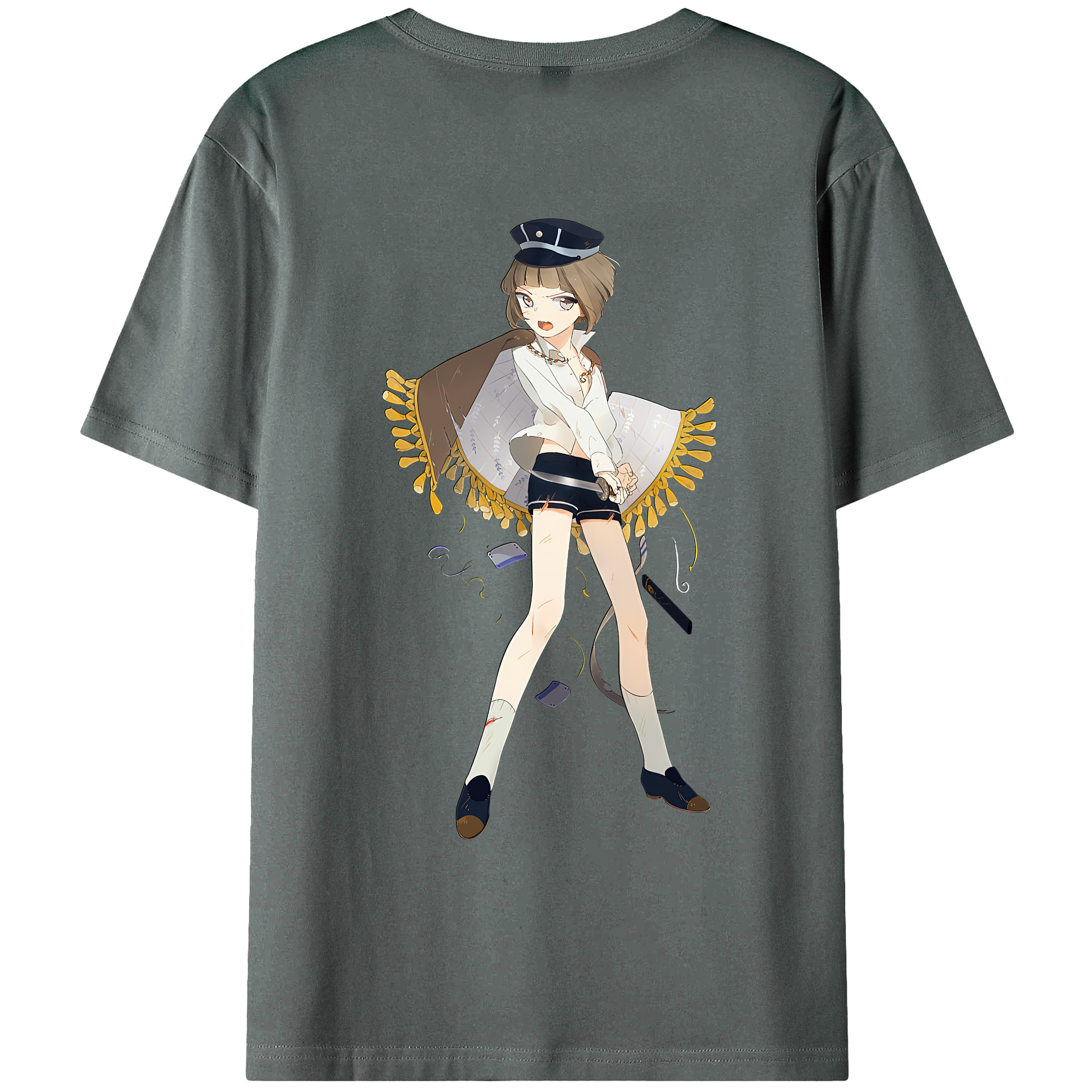 （画像用） 刀剣乱舞 Touken Ranbu 綿100％ メンズ半袖Tシャツ（バックプリント） 通気性